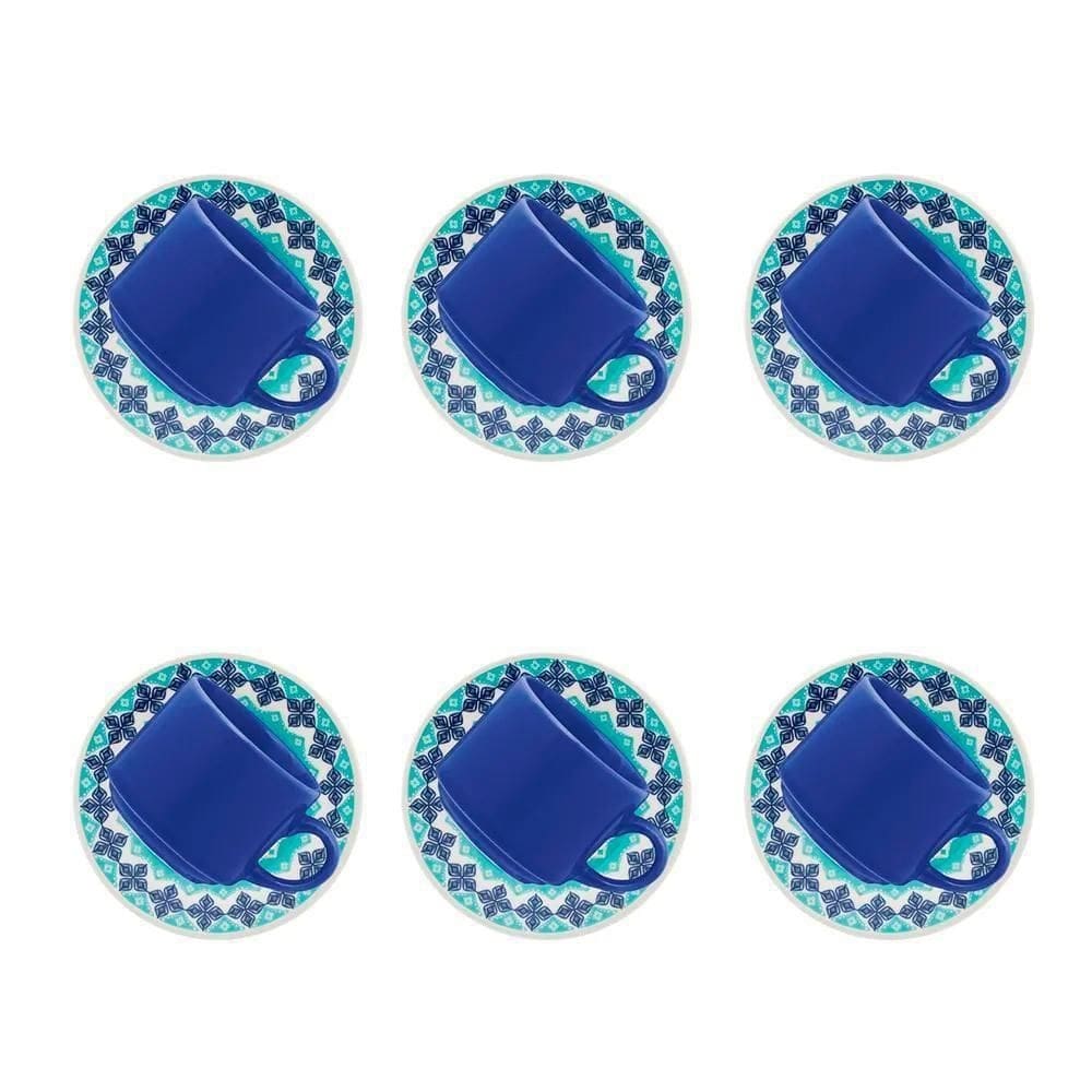 Conjunto de xícaras 180 ml com pires 12 pç lola azul oxford