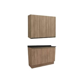 Cozinha Completa Maxxi 3 Peças (1 Aéreo + 1 Balcão + 1 Complemento) C3P10 Nogal/Preto Brilho - Kappesberg