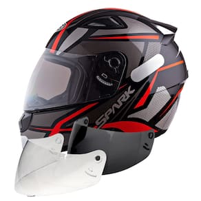 Capacete Masculino Ebf Spider Vermelho Mais Viseira Cristal e Fumê