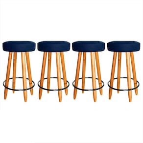Kit 4 Banqueta Industrial 60cm Alta Cozinha Bar Balcão Azul