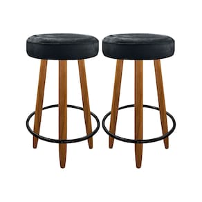Kit 2 Banquetas Média 60 cm Madeira Balcão Cozinha Bar Cinza