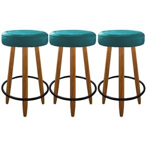Kit 3 Banqueta Média 60cm Industrial Cozinha Bar Turquesa