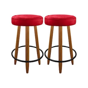Kit 2 Banquetas Altas Com 3 Pés Palito Para Cozinha Vermelho