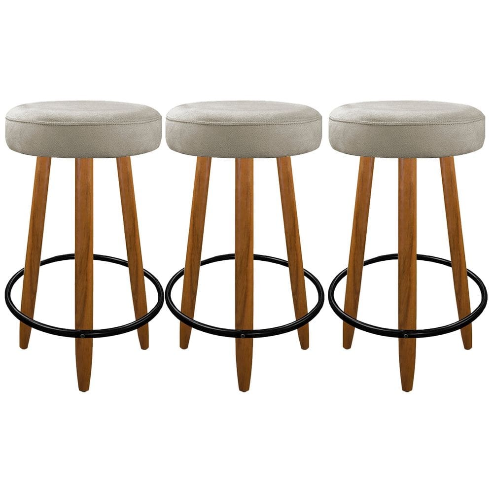 Kit 3 Banqueta Altas Industrial 60cm Balcão Cozinha Bar Bege