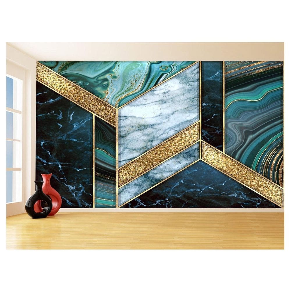 Papel De Parede 3D Estilo Marmore Cores Formas 3,5M Mbr21
