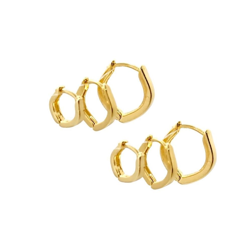 Brinco folheado ouro argola 2 pares 3 furos - semijoia