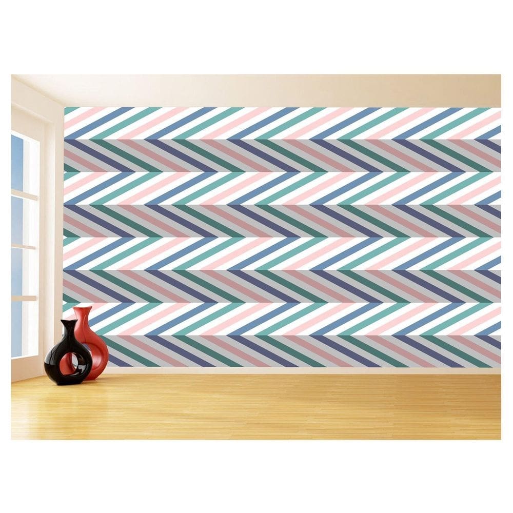 Papel De Parede 3D Sala Chevron Zig Zag Listras 3,5M Zig41