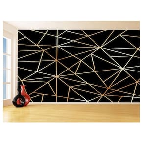 Papel De Parede 3D Geométrico Fundo Preto Riscos 3,5M Gmt13