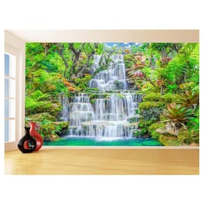 Papel De Parede 3D Paisagem Cachoeira Florestas 3,5M Nch253