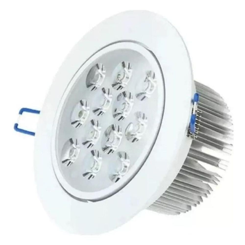 Kit 6 lâmpadas spot led 12w embutir redonda bco quente bivol