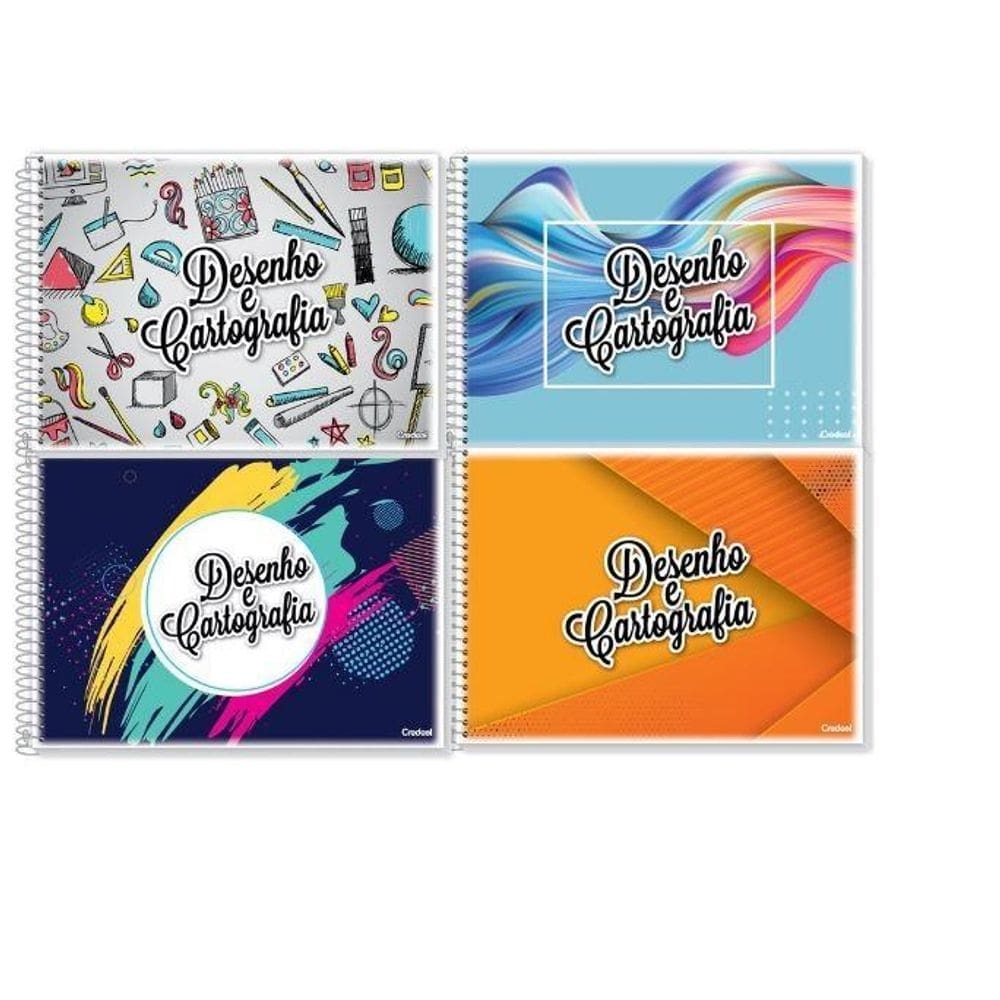 Caderno espiral cartografia e desenho 96 folhas brancas