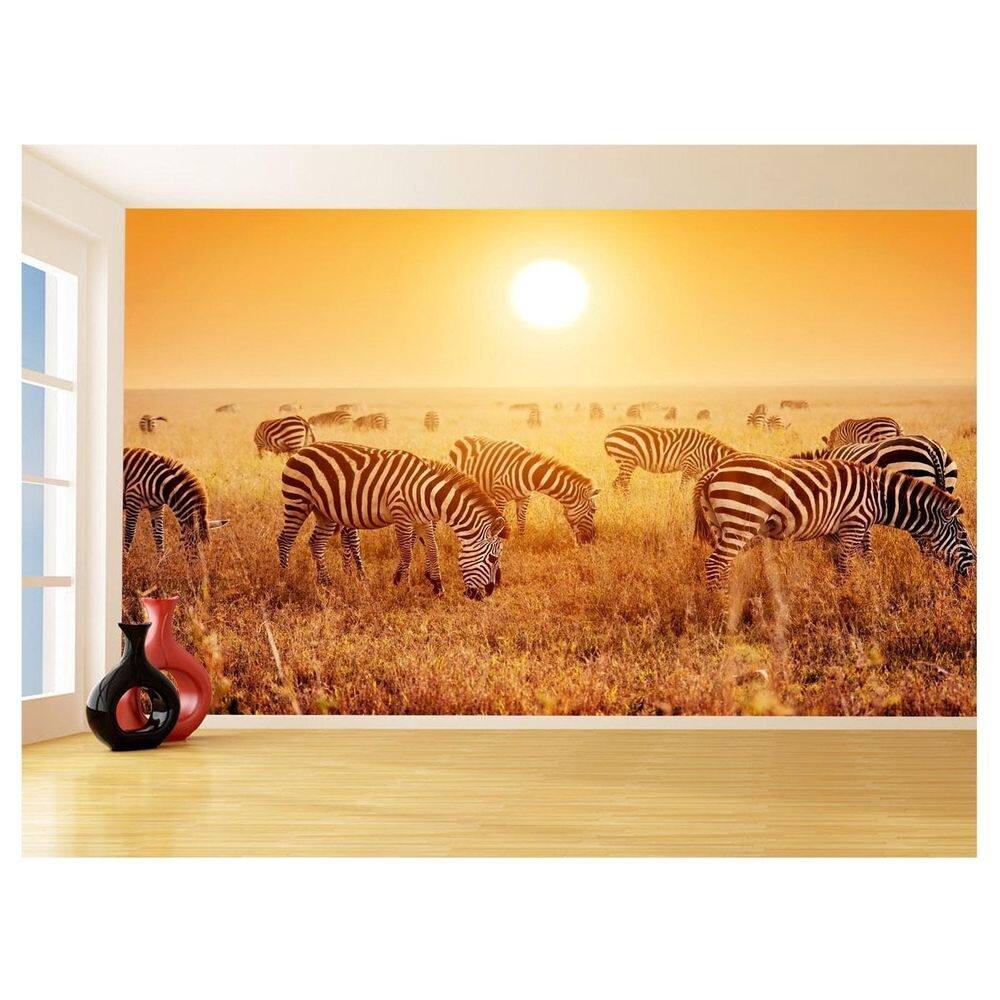 Papel De Parede 3D Animais Zebras Safári Savana 3,5M Anm580