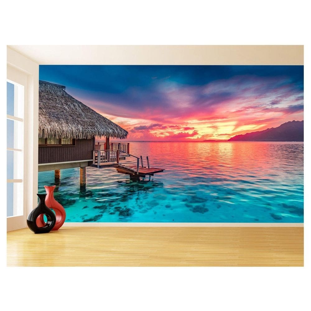 Papel De Parede Praia Mar Coqueiros Areia Céu 3,5M Npr320