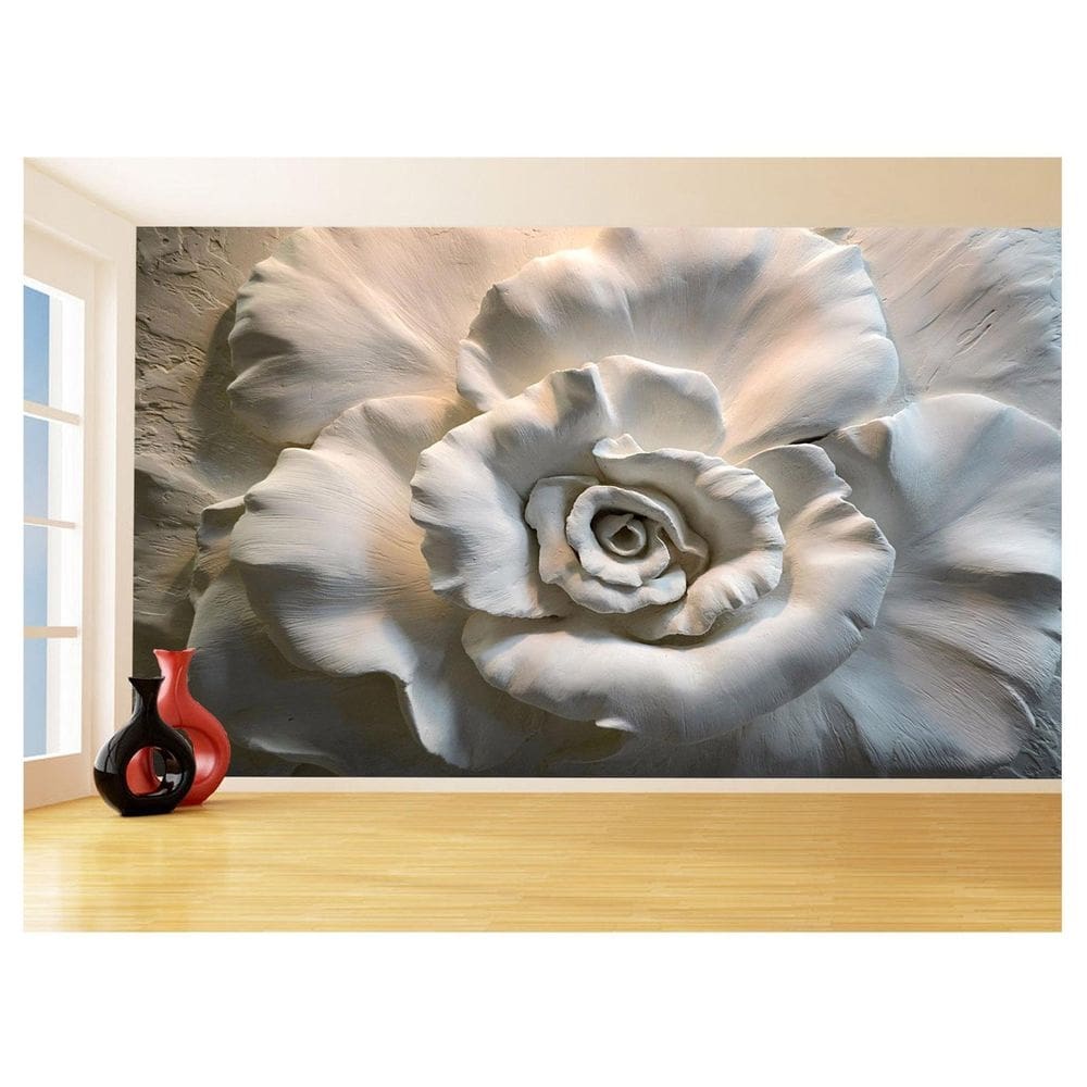 Papel De Parede 3D Arte Flor Escultura Pétalas 3,5M Tra143