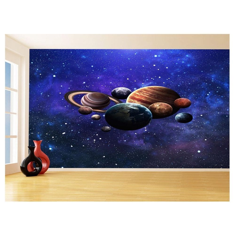 Papel De Parede 3D Espaço Estrelas Planetas 3,5M Nsp175