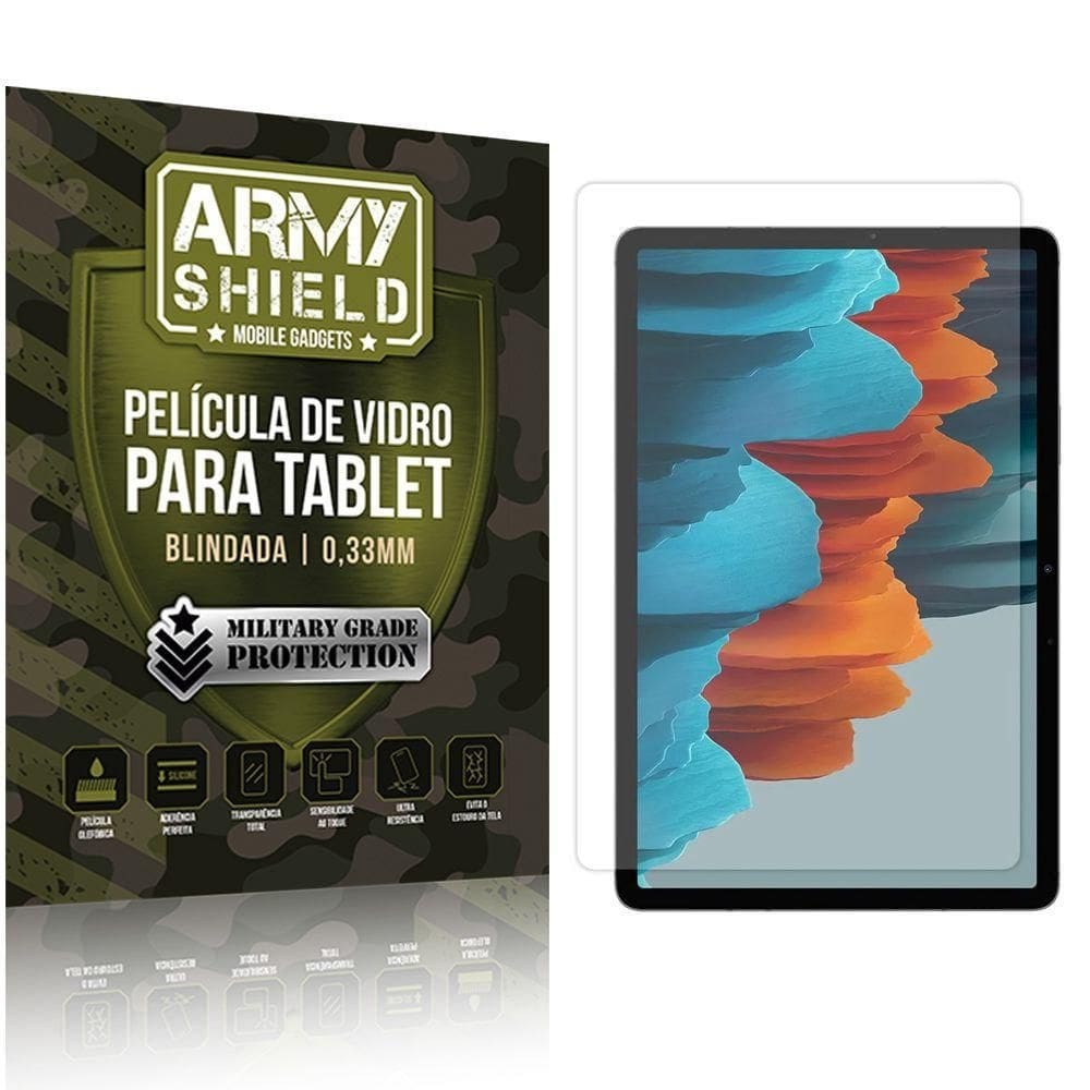 Película de vidro galaxy tab s7 plus 12.4` t970 - armyshield