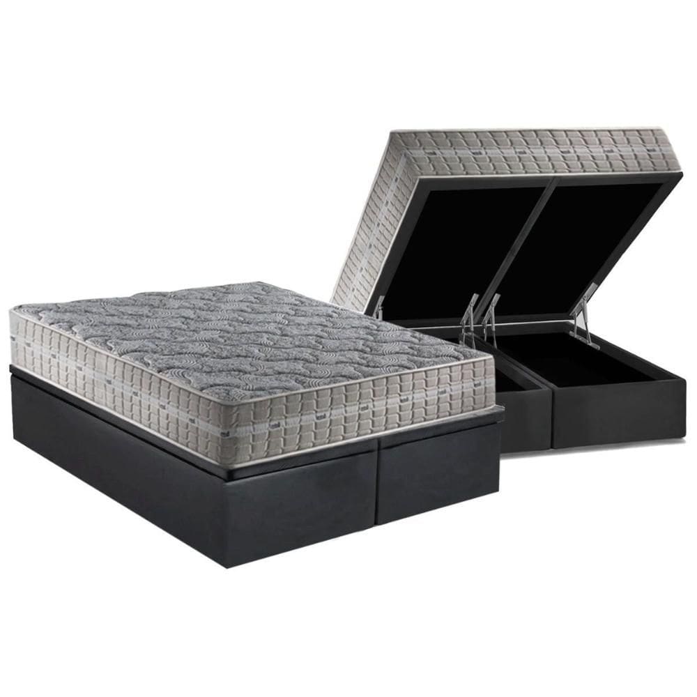 Conjunto Box Baú Queen: Colchão Molas Anjos Royal + Base CRC Suede Gray(158x198)