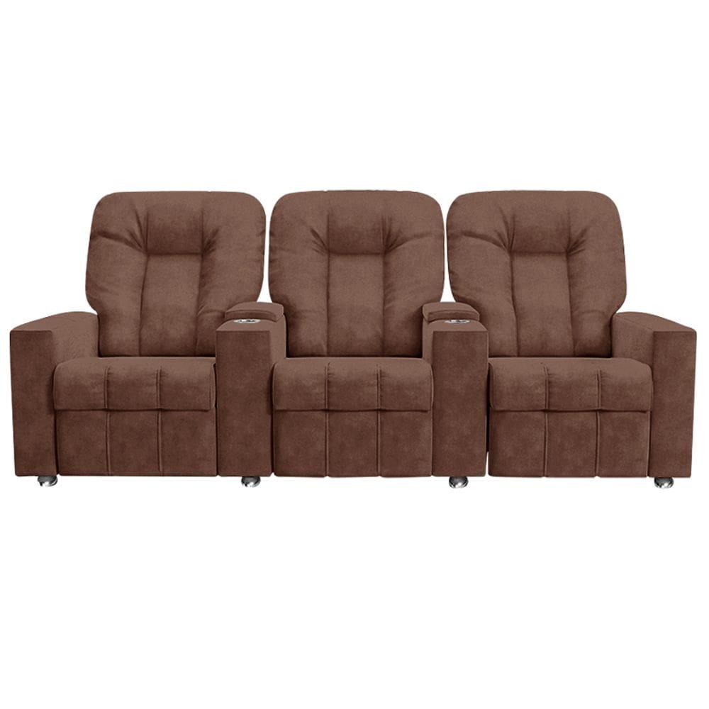 Poltrona Reclinável Para Cinema 3 Lugares Sora Veludo Terracota FH1 - D`Rossi