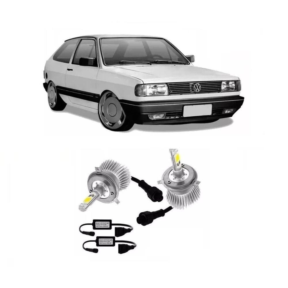 Kit lâmpada super led 6000k farol alto baixo gol quadrado 87