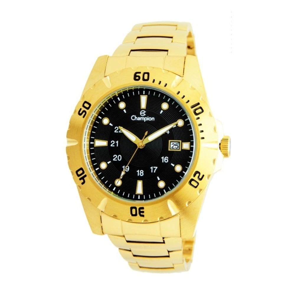 Relogio masculino champion dourado fundo preto ca31533u