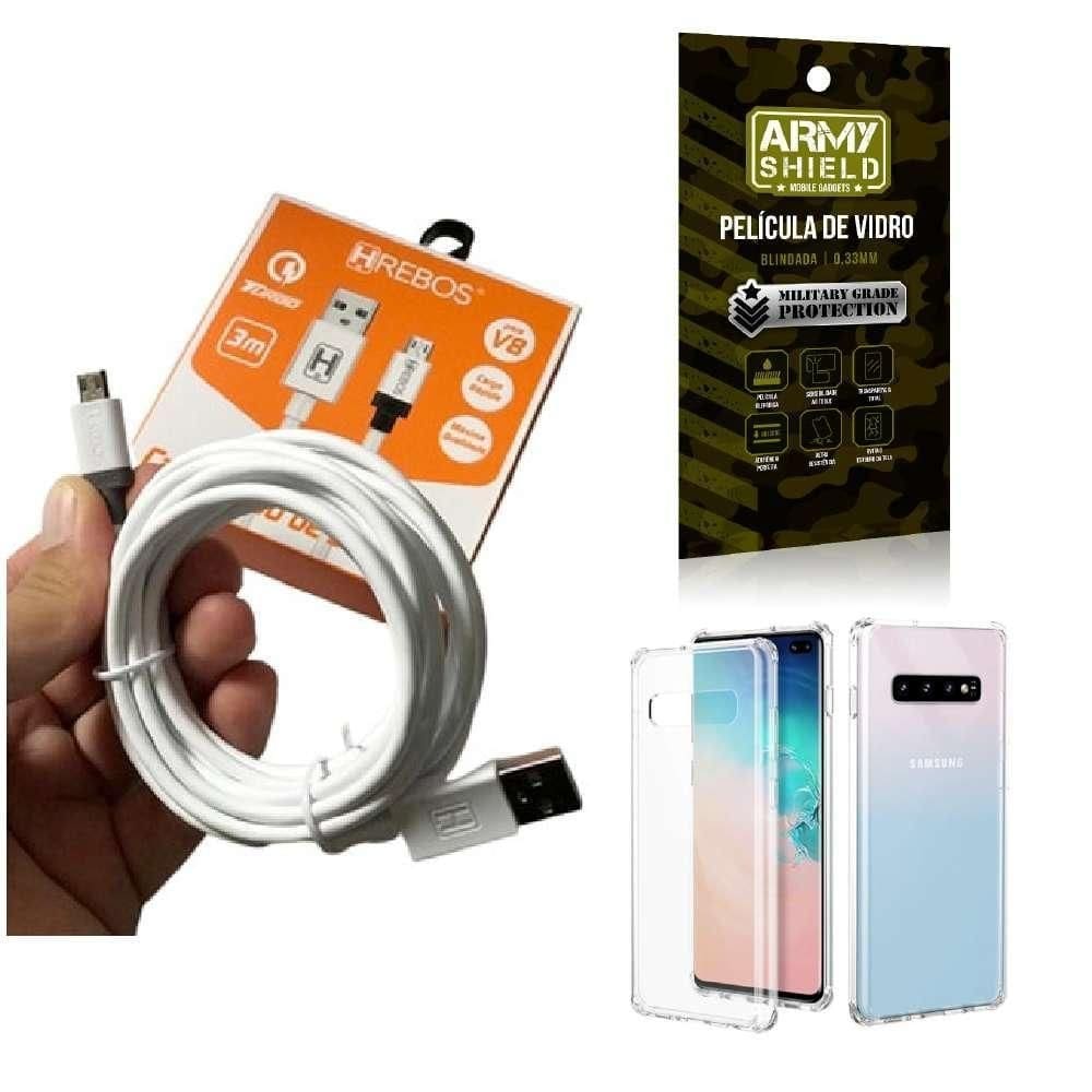 Capinha samsung s10 plus com cabo turbo e película de vidro