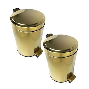 Kit 2 Lixeiras Dourada Aço Inox Para Banheiro Com Pedal 12L