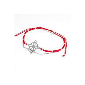 Pulseira Witch`s Knot Red Thread banhada a prata feita à mão