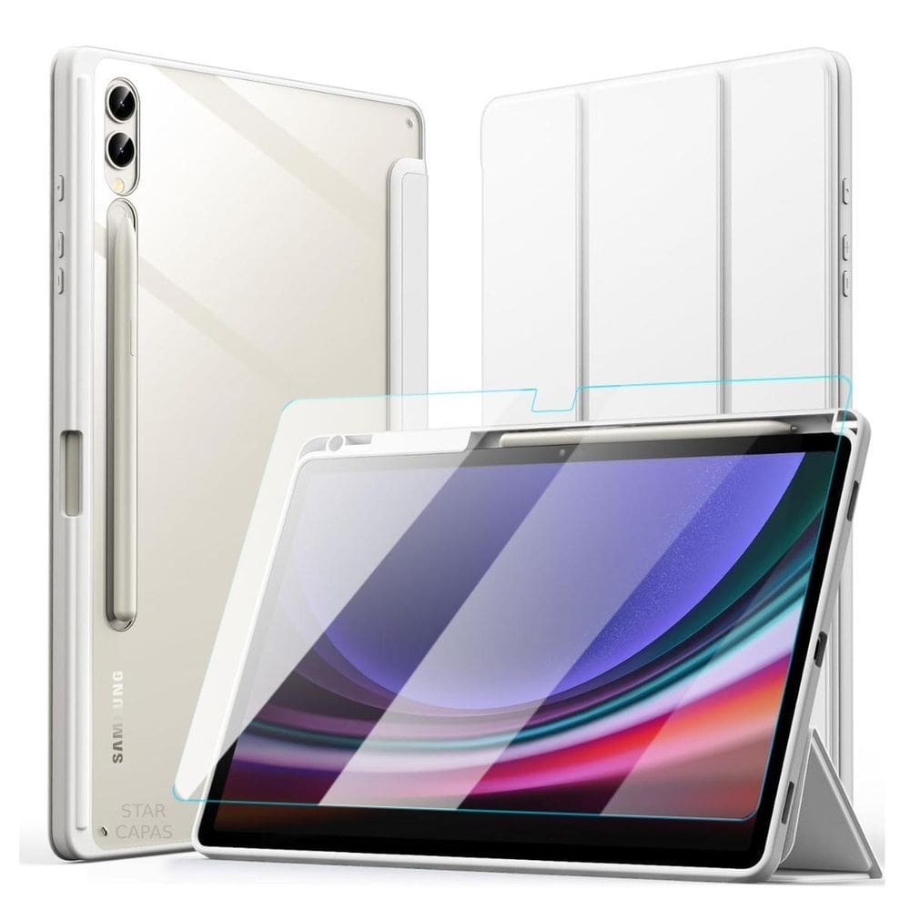 Capa slot caneta galaxy tab s9+ + vidro - cinza