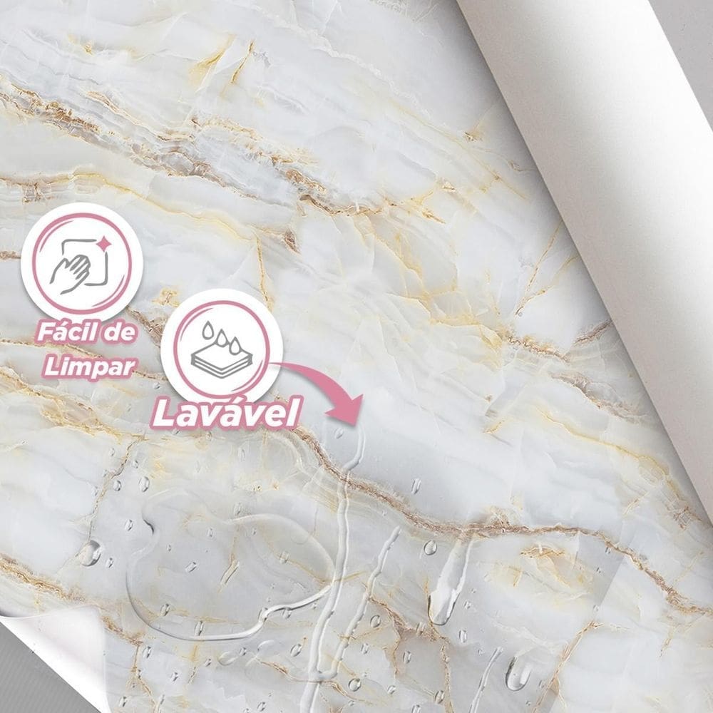 Papel De Parede Painel 3D Mármore Calacata Com Bege 1M