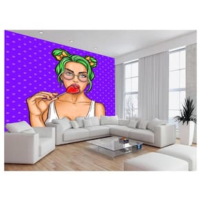 Papel De Parede 3D Arte Rosto Mulher Colorido 3,5M Tra37