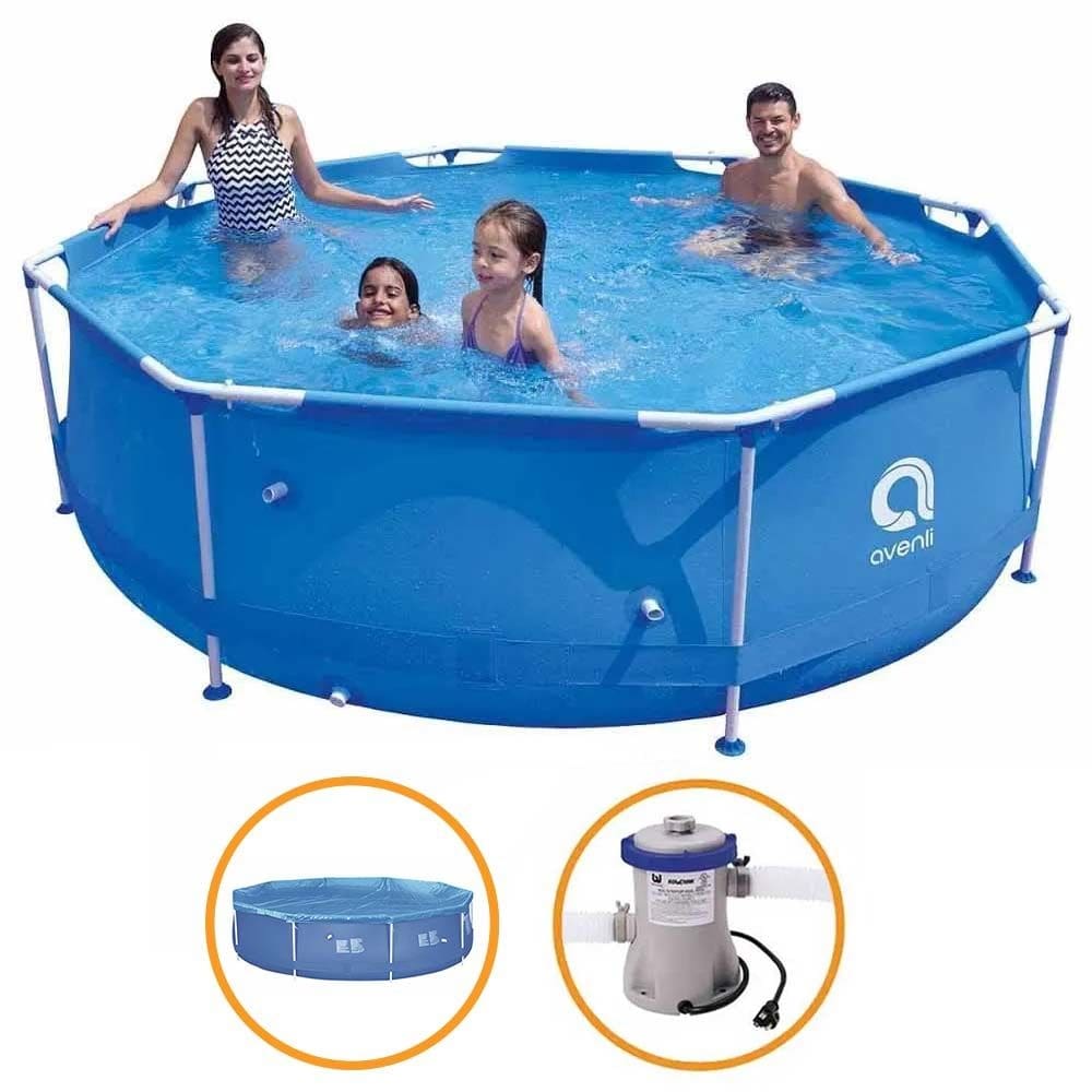 Piscina Estrutural Armação 4383 Litros Bomba Filtro e Capa Avenli Jilong 220v