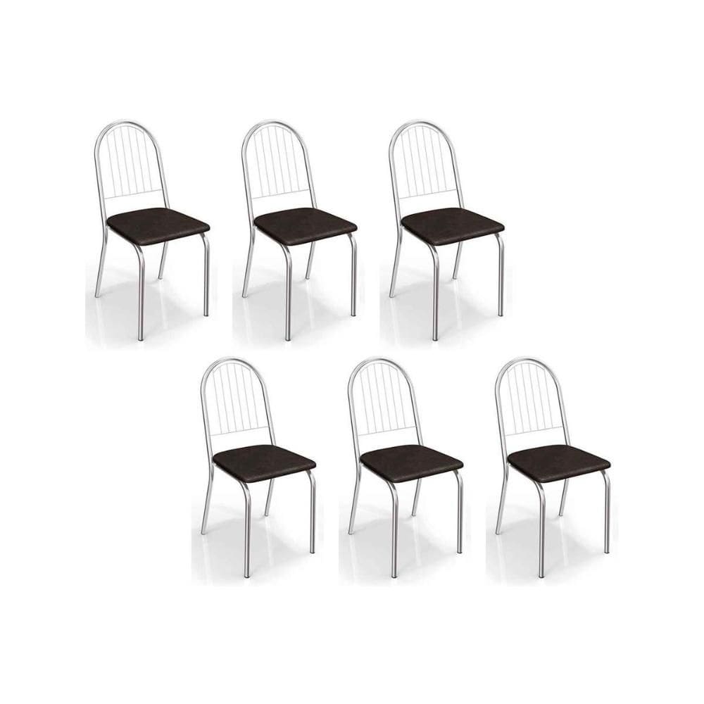 Cadeiras de Cozinha Noruega C077 Kit 6 Un Cromada - Assento Preto 110 - Kappesberg