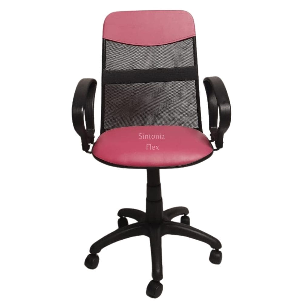 Cadeira diretor tela giratória com faixa e braço fixo corano pink