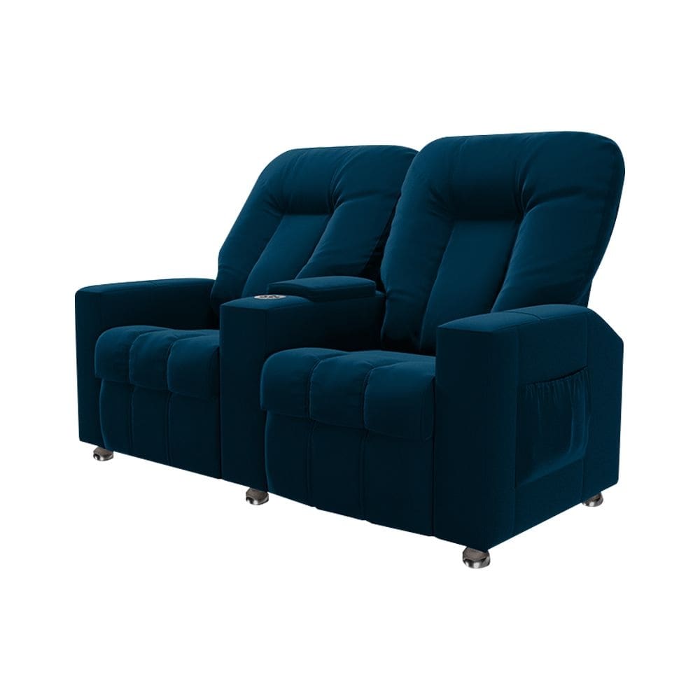 Poltrona Reclinável Para Cinema 2 Lugares Sora Veludo Azul Marinho FH1 - D`Rossi