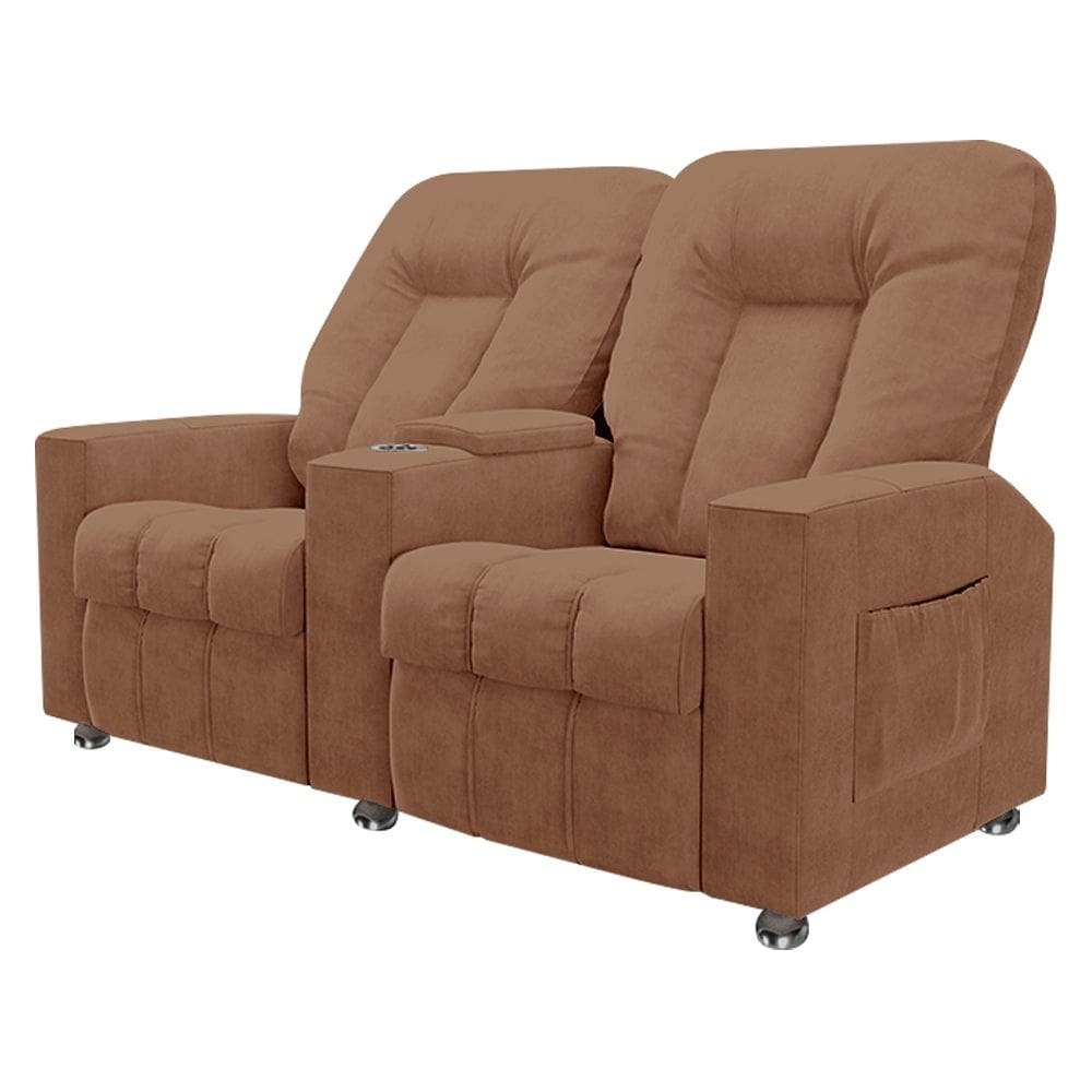 Poltrona Reclinável Para Cinema 2 Lugares Sora Veludo Terracota FH1 - D`Rossi