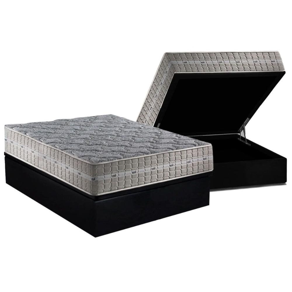 Conjunto Box Baú Casal: Colchão Molas Anjos Royal + Base CRC Suede Black(138x188)