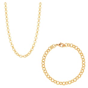 Kit Corrente + Pulseira Elo Português Banhado Em Ouro 18k
