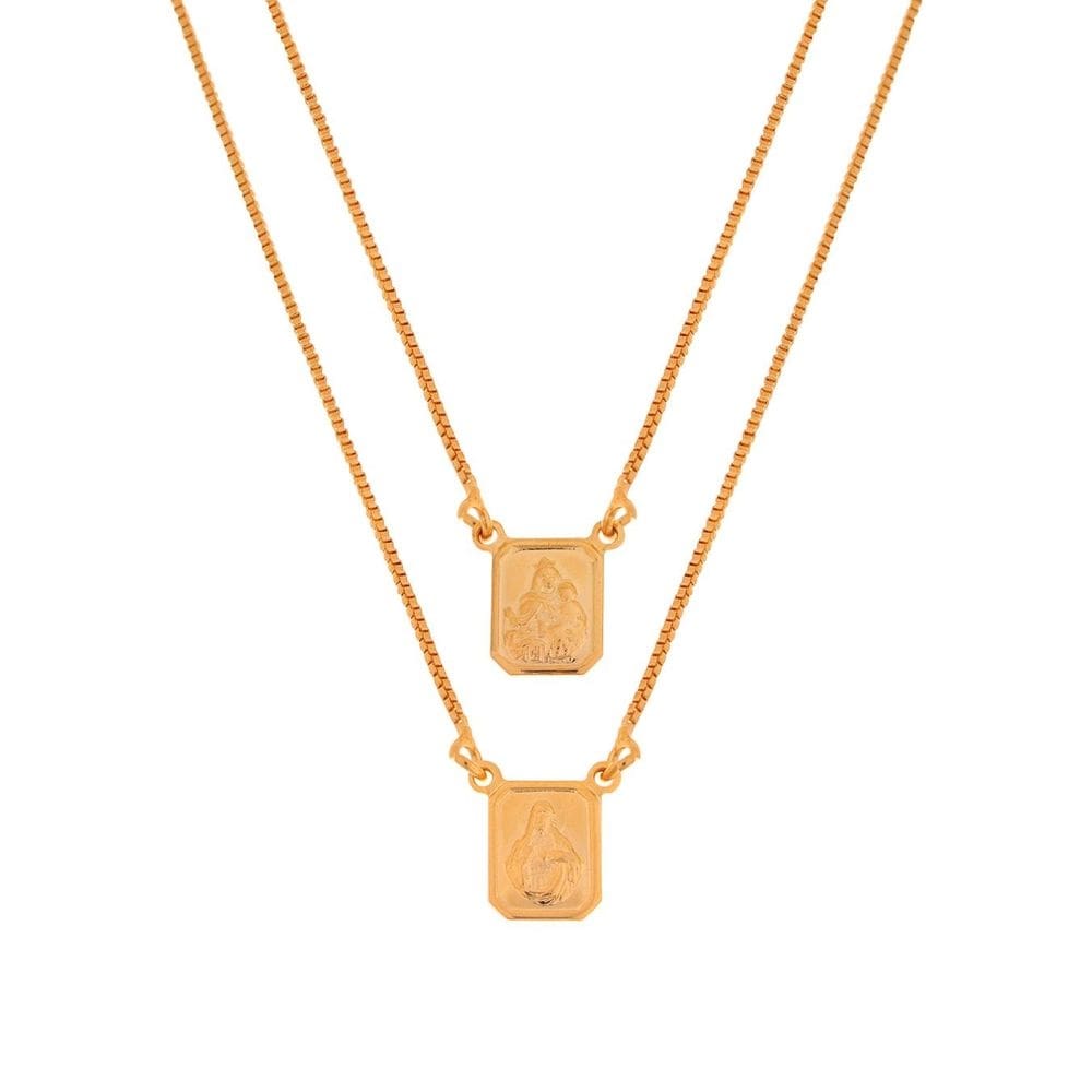 Escapulário Masculino Banhado Em Ouro 18k