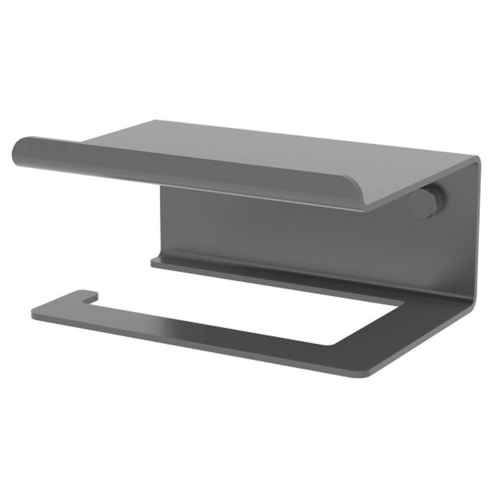 Suporte Papel Higienico Com Porta Objetos Aluminio Grafite