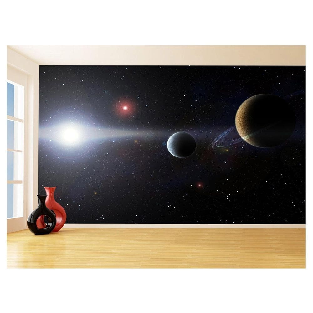 Papel De Parede 3D Espaço Estrelas Planetas 3,5M Nsp164