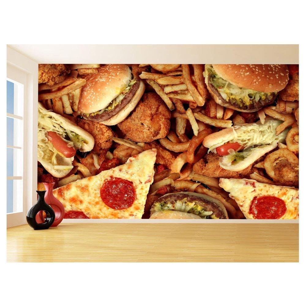 Papel De Parede 3D Alimentos Lanches Artesanais 3,5M Al422