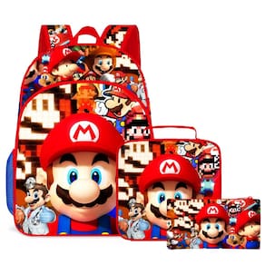 Conjunto de mochilas, mochila infantil Mario, lancheira