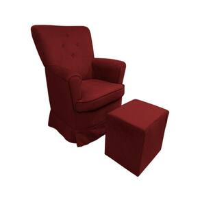 Poltrona De Amametação + Puff Com Balanço Dayane Suede Cor:vermelho Bordo