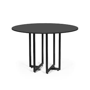 Mesa de Jantar 4 Lugares 120cm Redonda Industrial Dommus Preta - Straub Web