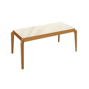 Mesa de Sala Jantar Mira Madeira Maciça + Tampo Madeirado c/ Vidro 160x90cm Carvalho/Off White - Kappesberg