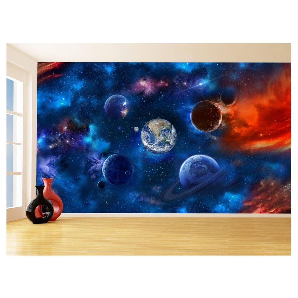 Papel De Parede 3D Espaço Estrelas Planetas 3,5M Nsp171