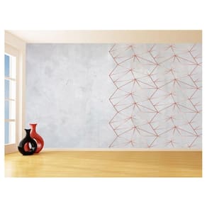 Papel De Parede 3D Concreto Linhas Dourado Rose 3,5M Kkt224
