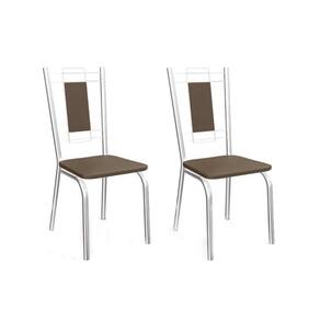 Kit 2 Cadeiras de Cozinha Florença 2C005 2 Un Cromado/Courano Marrom - Kappesberg