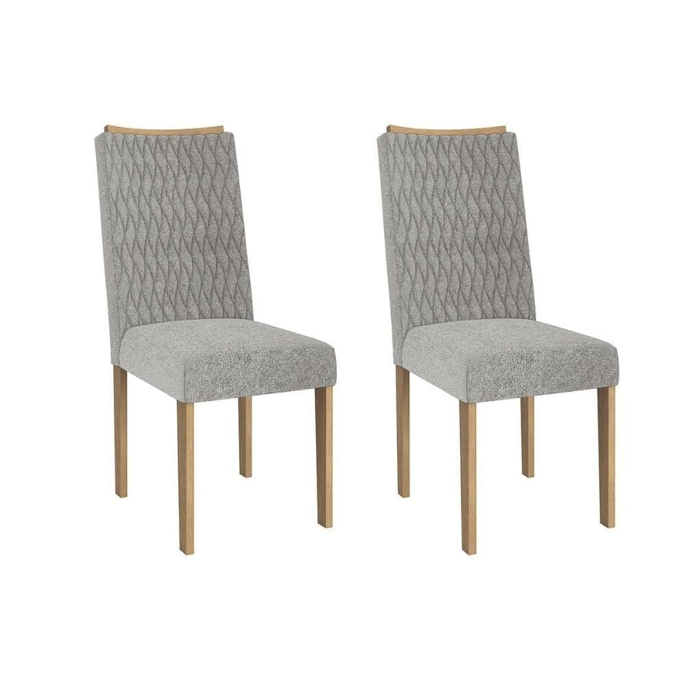 Cadeira Sala de Jantar 2CAD157EA Kit 2 Un Eucalipto/Linho Cinza A056 - Kappesberg