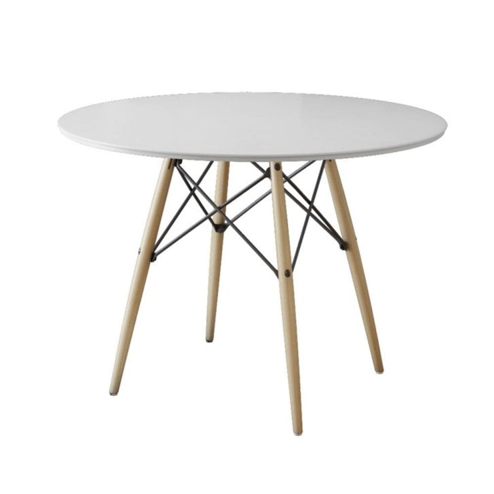 Mesa de Jantar Eames Wood Tampo Madeira Branco 90 Cm